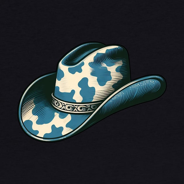 Blue cow print cowboy hat by PinScher